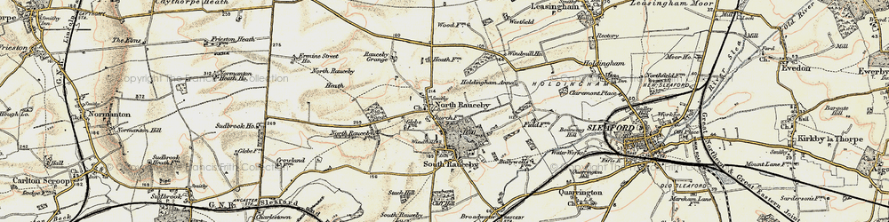 Old map of North Rauceby in 1902-1903