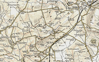 Old map of Almscliff Crag in 1903-1904