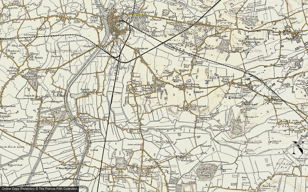 Old Map of North Runcton, 1901-1902 in 1901-1902