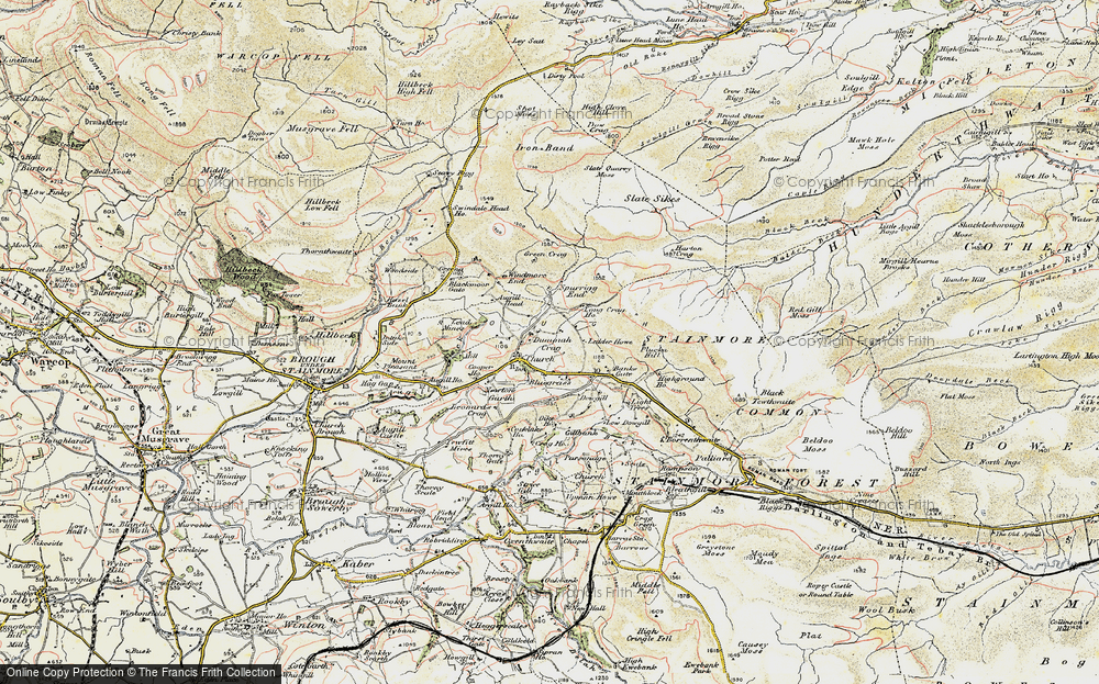 Old Map of Historic Map covering Borrowdale Ho in 1903-1904
