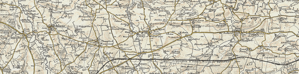 Old map of North Tawton in 1899-1900