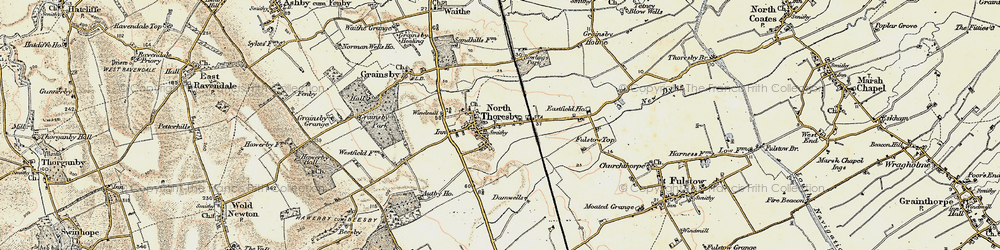 Old map of North Thoresby in 1903-1908