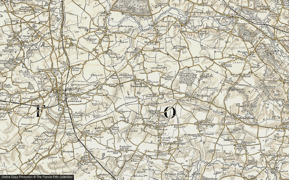 Old Map of North Tuddenham, 1901-1902 in 1901-1902