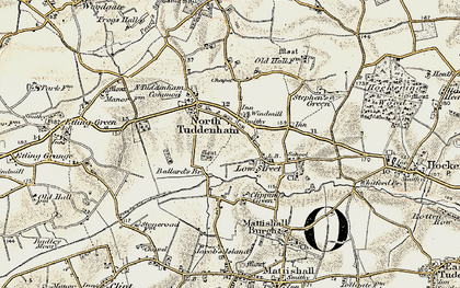 Old map of North Tuddenham in 1901-1902