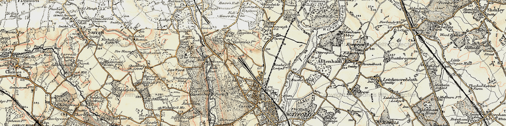 Old map of North Watford in 1897-1898