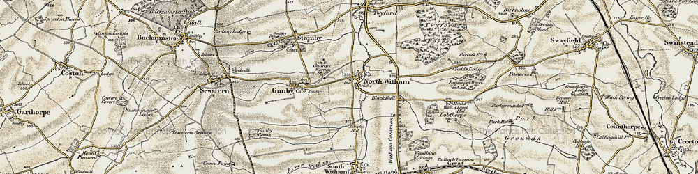 Old map of North Witham in 1901-1903