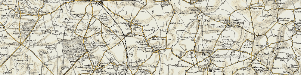 Old map of Northacre in 1901-1902