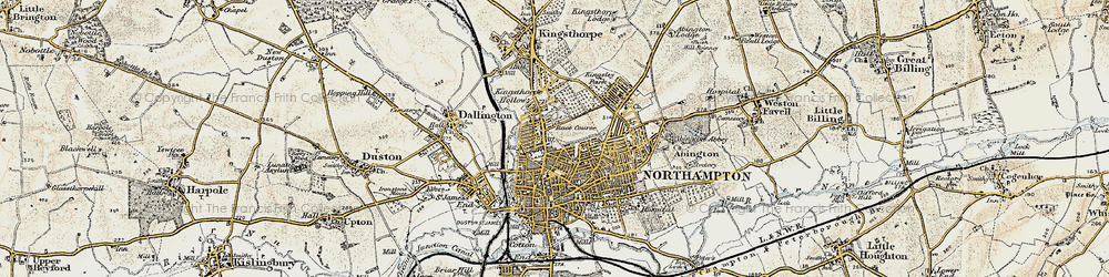 Old map of Northampton in 1898-1901