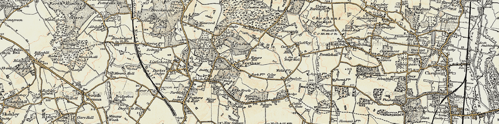 Old map of Northaw in 1897-1898