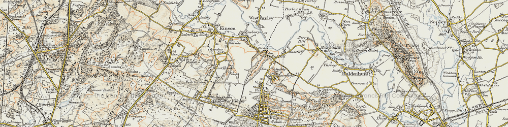 Old map of Northbourne in 1897-1909