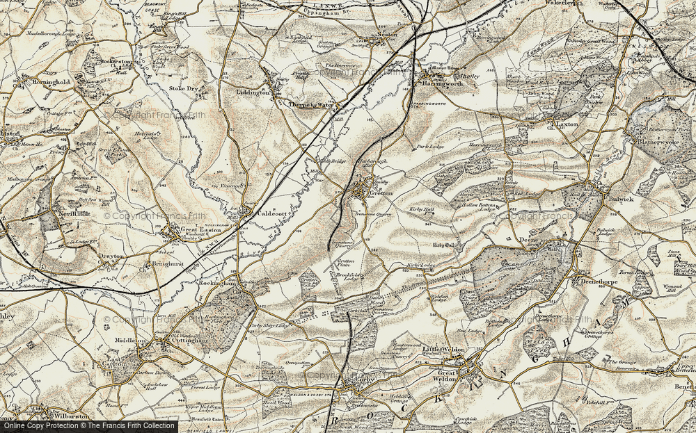 Old Map of Historic Map covering Corby Tunnel in 1901-1902