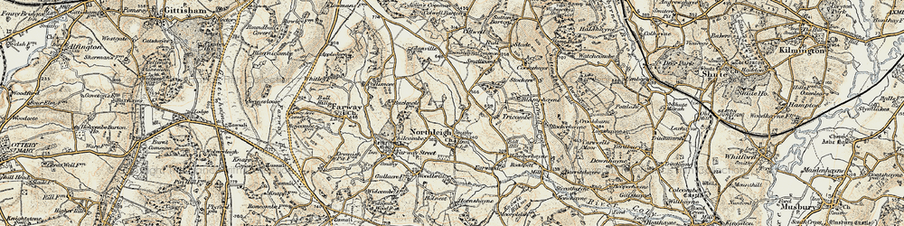 Old map of Northleigh in 1898-1900