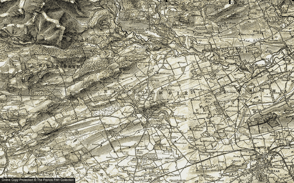 Old Map of Northmuir, 1907-1908 in 1907-1908