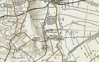 Old map of Bourne South Fen in 1901-1903