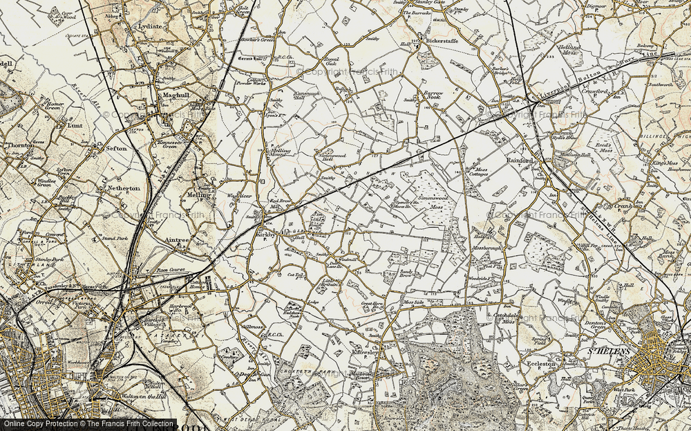 Old Map of Historic Map covering Knowsley Industrial Park in 1902-1903