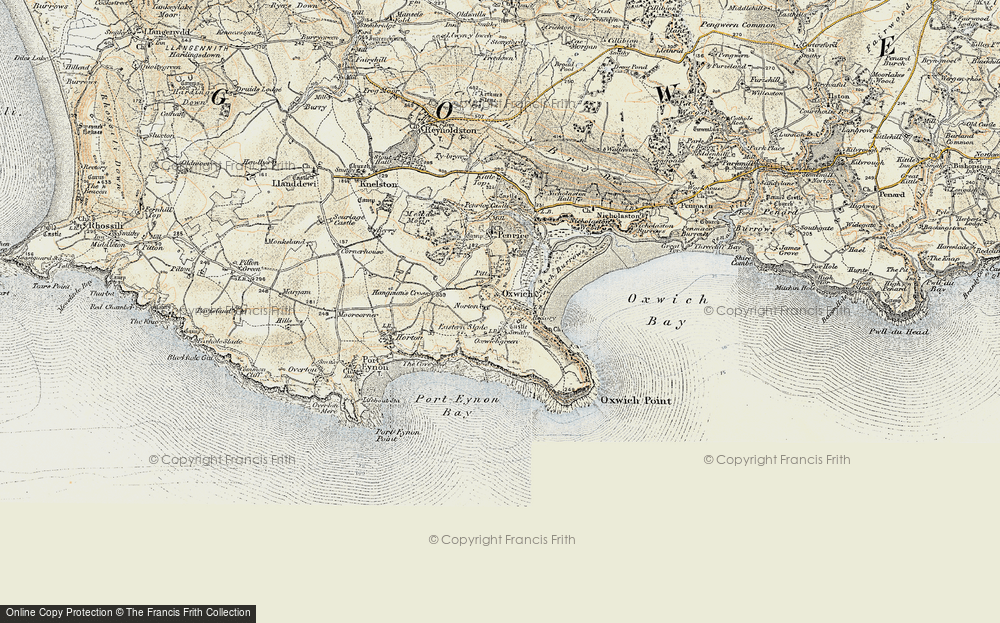 Old Map of Historic Map covering Oxwich Bay in 1900-1901