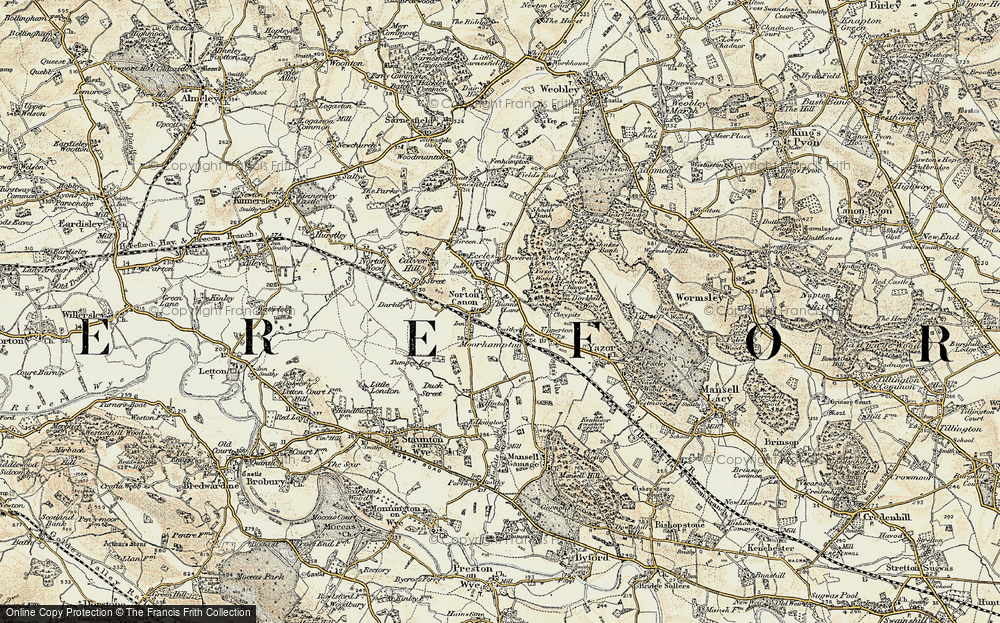 Old Map of Historic Map covering Bunn's Lane in 1900-1901