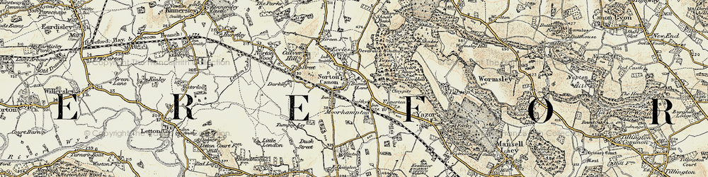 Old map of Bunn's Lane in 1900-1901