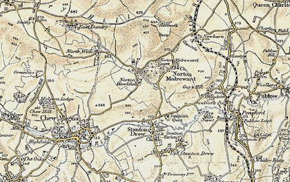 Old map of Norton Hawkfield in 1899