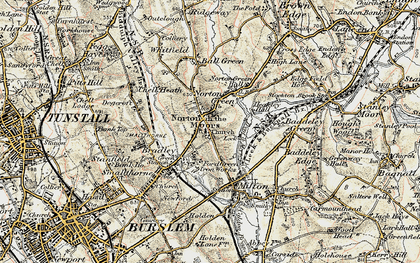 Old map of Norton-in-the-Moors in 1902