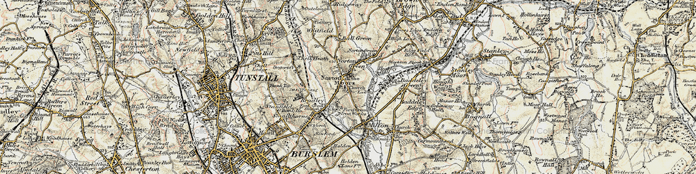 Old map of Norton-in-the-Moors in 1902