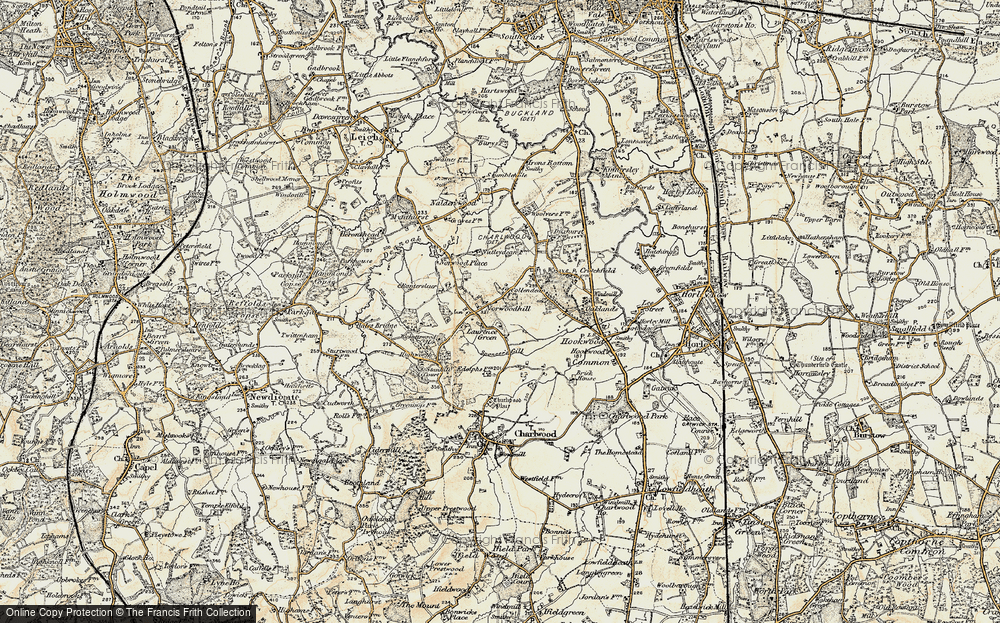 Old Map of Historic Map covering Wrays in 1898-1909