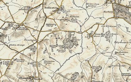 Old map of Noseley in 1901-1903