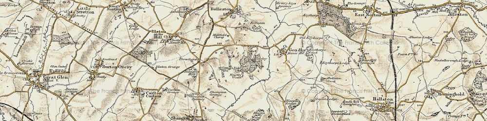 Old map of Noseley in 1901-1903