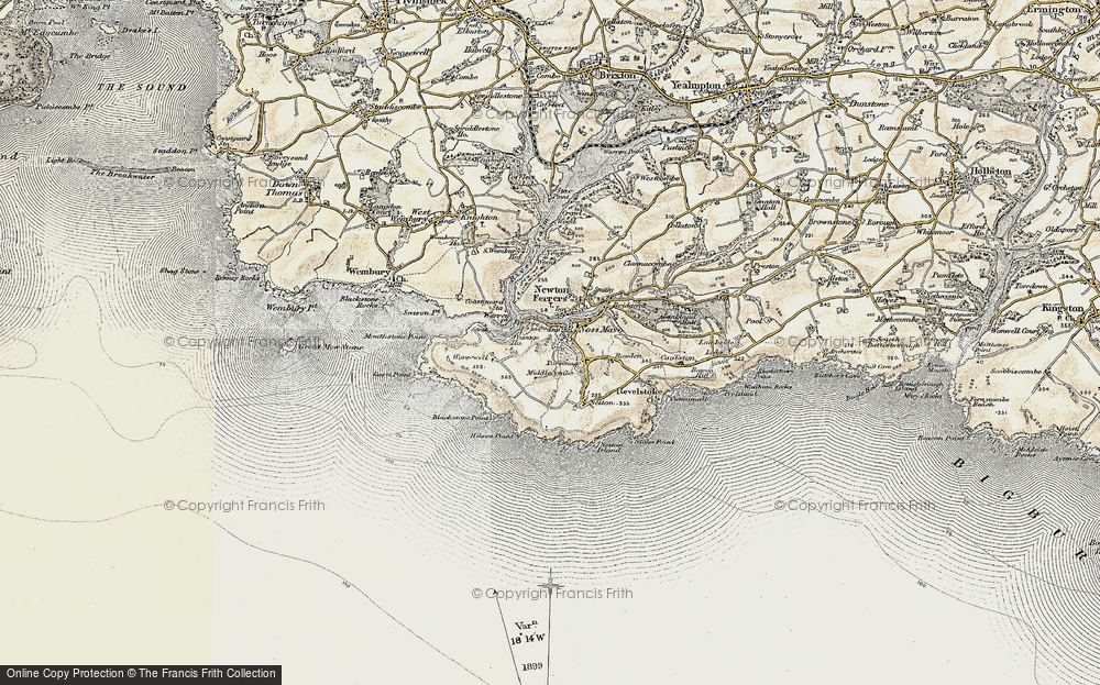 Old Map of Historic Map covering Worswell Barton in 1899-1900