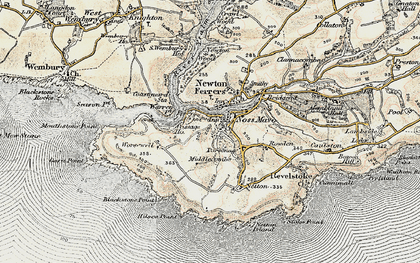 Old map of Noss Mayo in 1899-1900