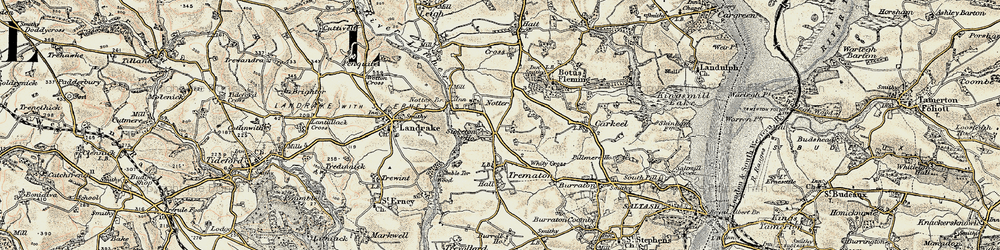 Old map of Notter in 1899-1900