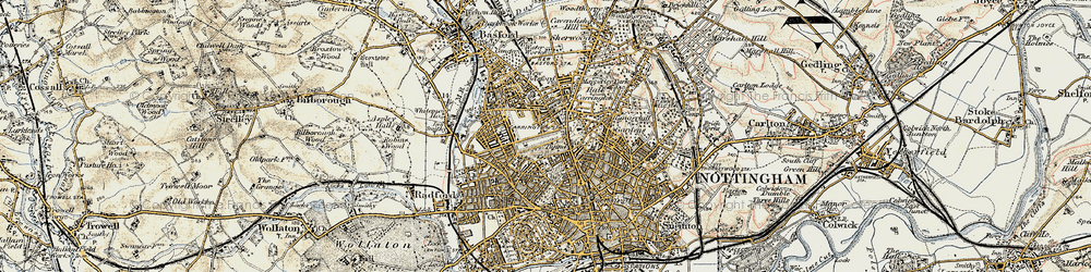 Old map of Nottingham in 1902-1903