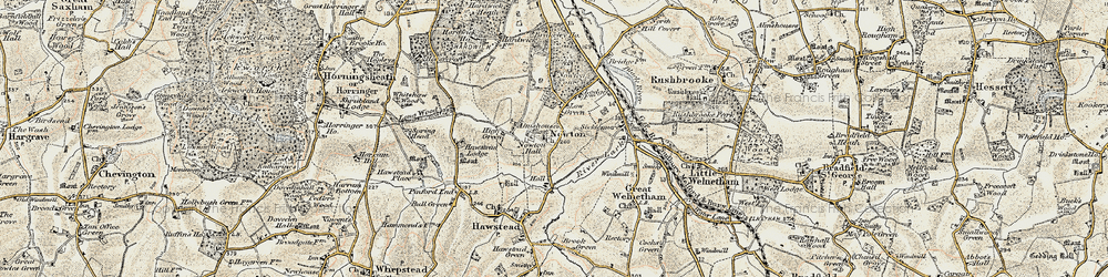 Old map of Nowton in 1899-1901