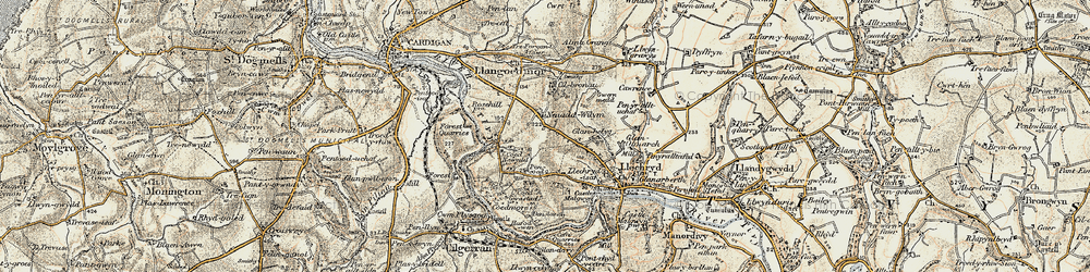 Old map of Noyadd Wilym in 1901