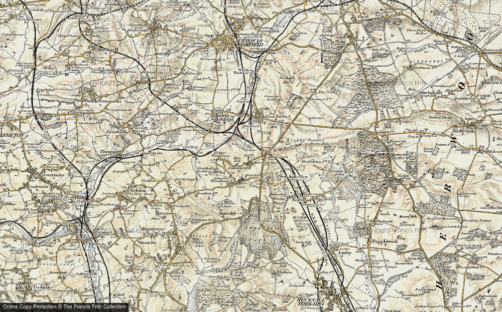 Old Map of Nuncargate, 1902-1903 in 1902-1903