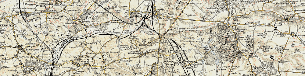 Old map of Nuncargate in 1902-1903
