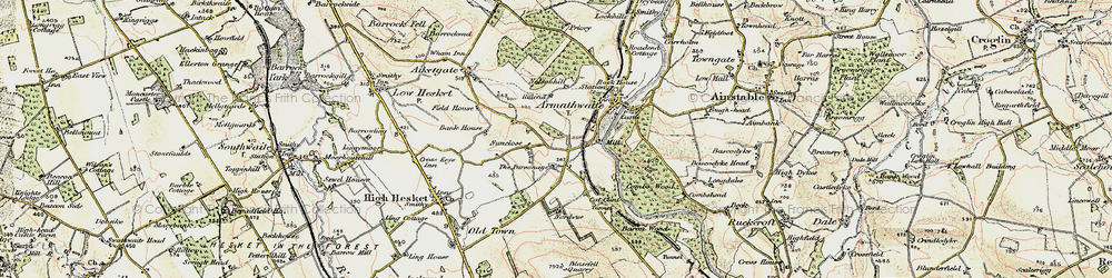 Old map of Nunclose in 1901-1904