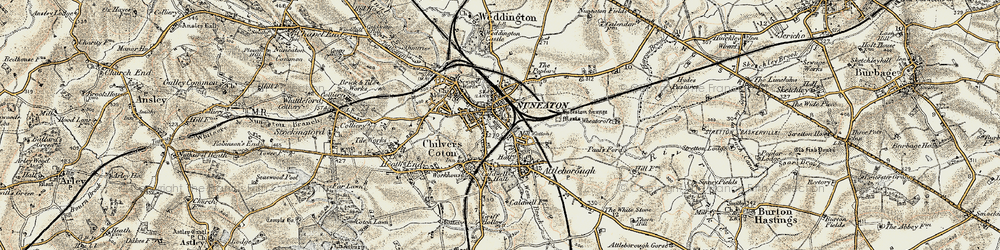 Old map of Nuneaton in 1901-1902