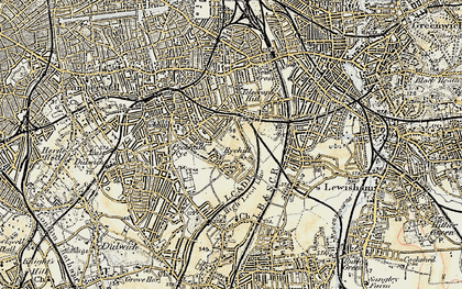 Old map of Nunhead in 1897-1902