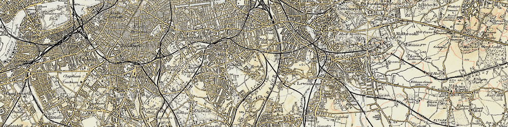 Old map of Nunhead in 1897-1902