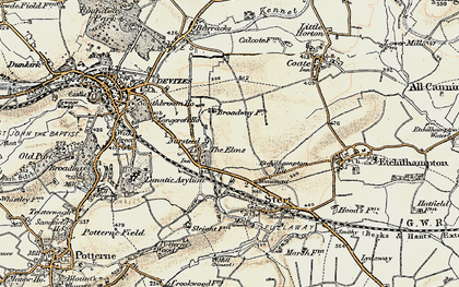 Old map of Nursteed in 1898-1899