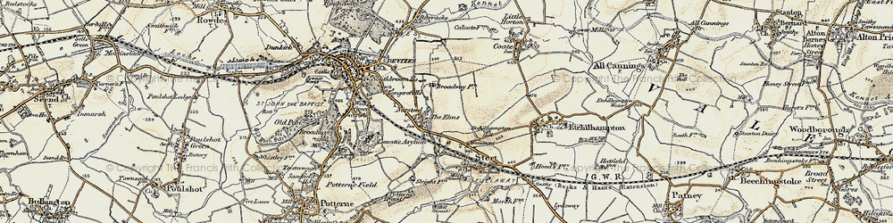 Old map of Nursteed in 1898-1899