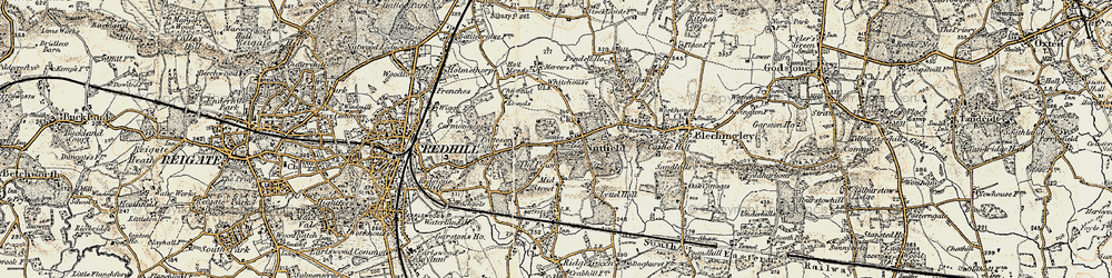 Old map of Nutfield in 1898-1902