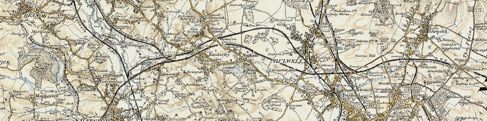 Old map of Nuthall in 1902-1903