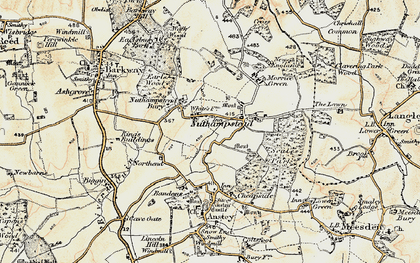 Old map of Nuthampstead in 1898-1901