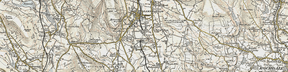 Old map of Nuttall in 1903