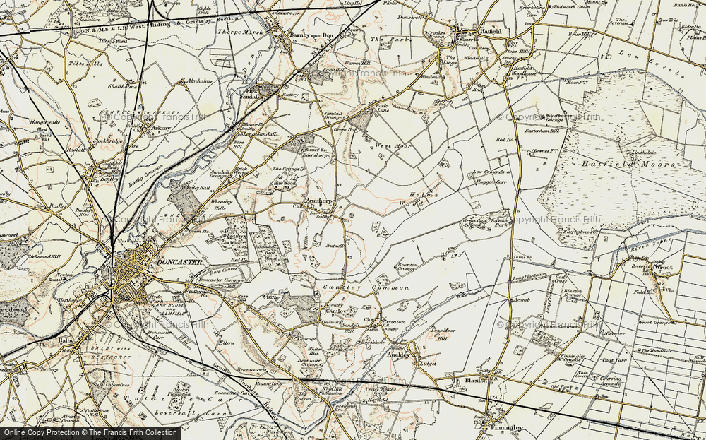 Old Map of Historic Map covering Branton Grange in 1903