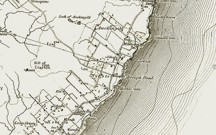 Old map of Auckengill in 1911-1912