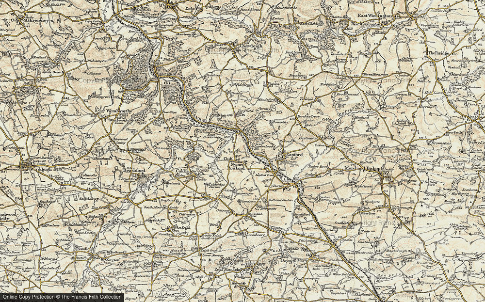 Old Map of Historic Map covering Lapfordwood Ho in 1899-1900