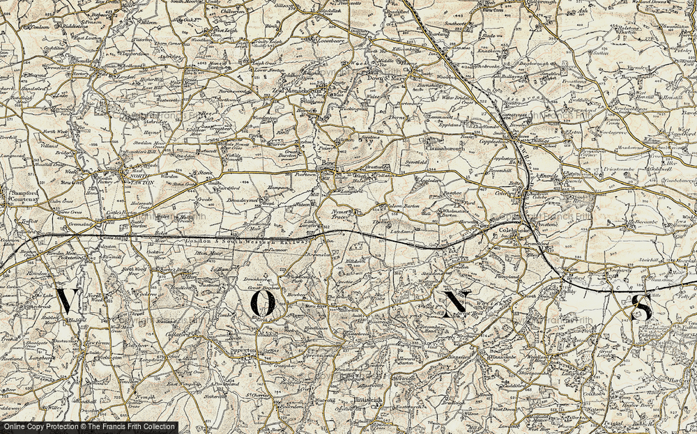 Old Map of Historic Map covering Broadnymett in 1899-1900